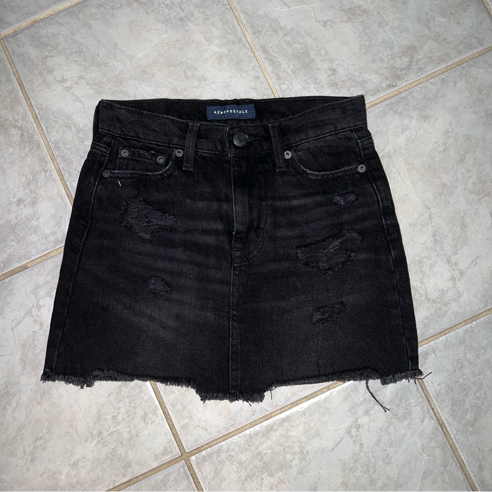 Black Aeropostale High-Waisted Jean Skirt